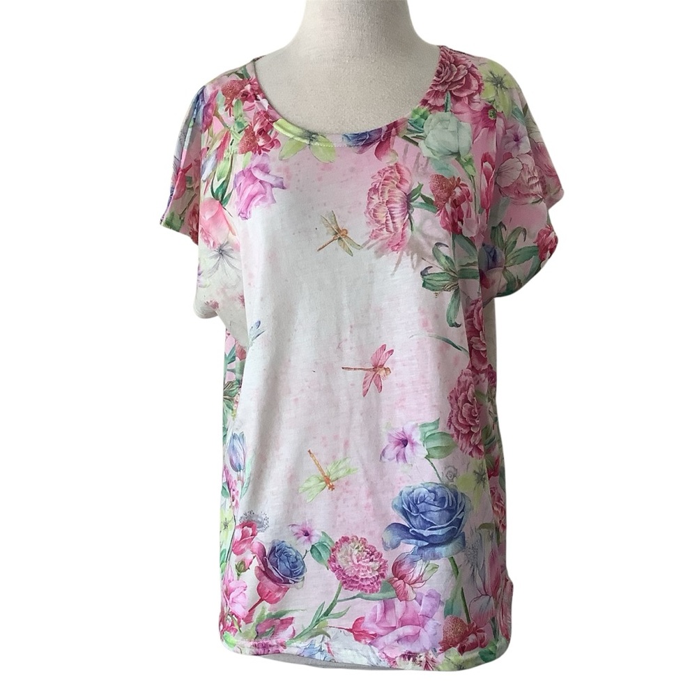 Catalog Favorites Floral with Dragonflies Short Sleeve T-Shirt
